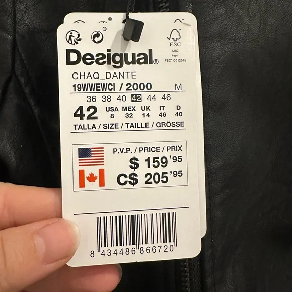 NWT Desigual Vegan Soft Leather Bomber Jacket  - LAST CHANCE - Picture 5 of 14